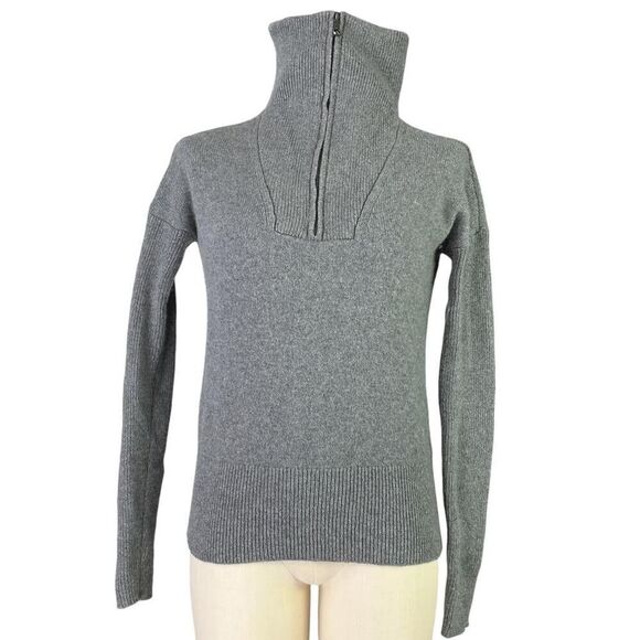Brooks Brothers Sweaters - Brooks Brothers Zip Sweater Women S Gray Wool Cashmere Funnel Neck Pullover